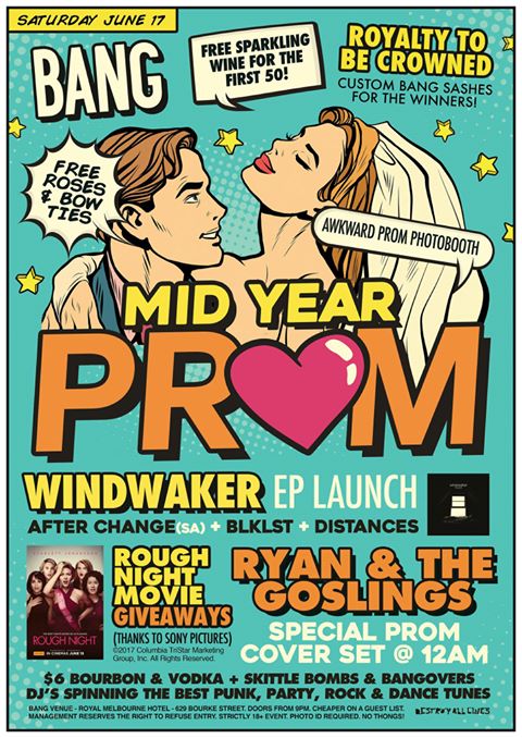 Press flyer image BANG PRESENTS - MID YER PROM - WINDWAKER EP LAUNCH - SATURDAY 17 JUNE, 2017