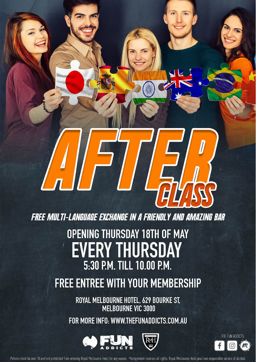 Press flyer image FUN ADDICTS PRESENT - AFTER CLASS - EVERY THURSDAY (STARTING 18 MAY)